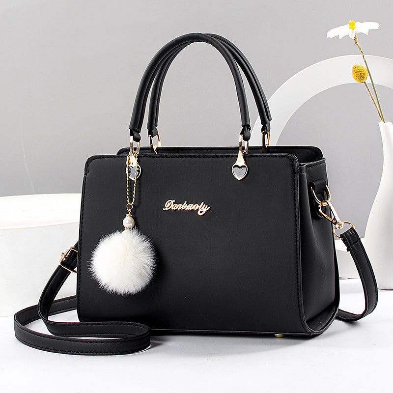 [Faux Leather Shoulder Handbag] Elegant Faux Leather Handbag - Lightweight Solid Color Shoulder Bag with Tassel Embellishment, Adjustable Strap, Zipper Closure, Polyester Lined, Edge Paint Detail - Available in Multiple Color