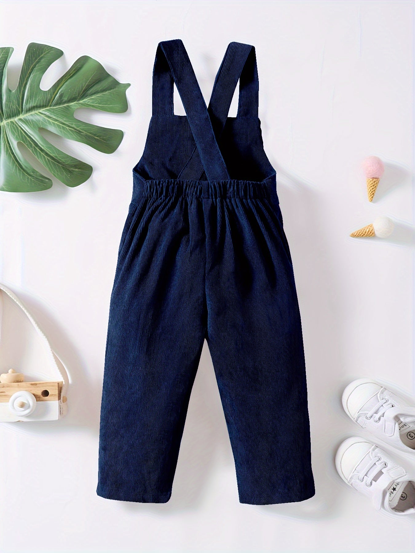 Casual Corduroy Knotted Toddler Baby Overalls, Jumpsuit With Pocket, Retro Strap Pants For Boys Girls