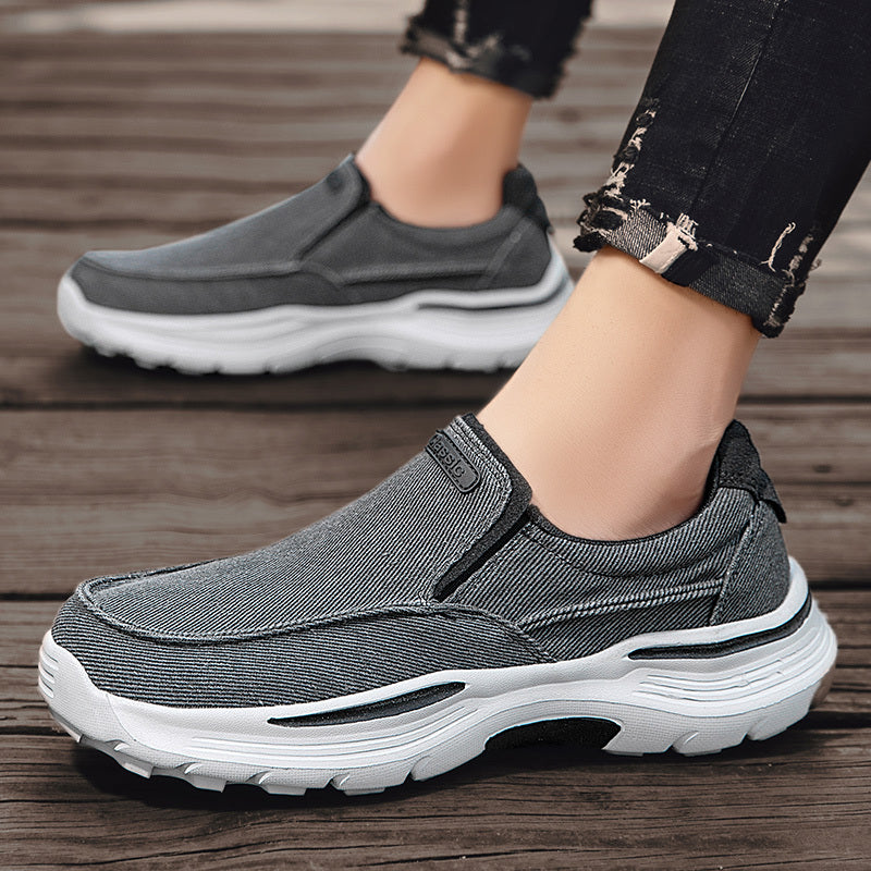 Men's Canvas Breathable Slip On Loafer Shoes Comfortable Walking Sneakers