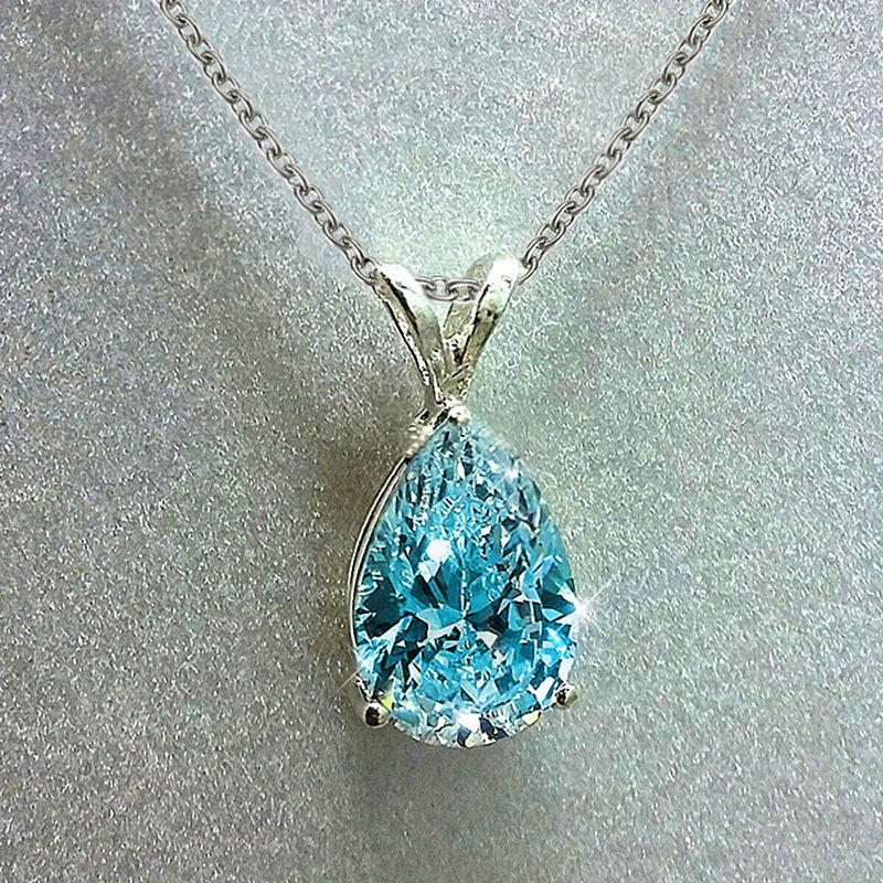 Women'S Temperament Teardrop Shaped Zirconia Pendant Necklace - Luxurious, Cubic Zirconia Stone, Ideal for Wedding Proposals & Parties, Everyday Elegance, Valentine'S Day Accessory|Teardrop Pendant|Detailed Engraving, Zirconi