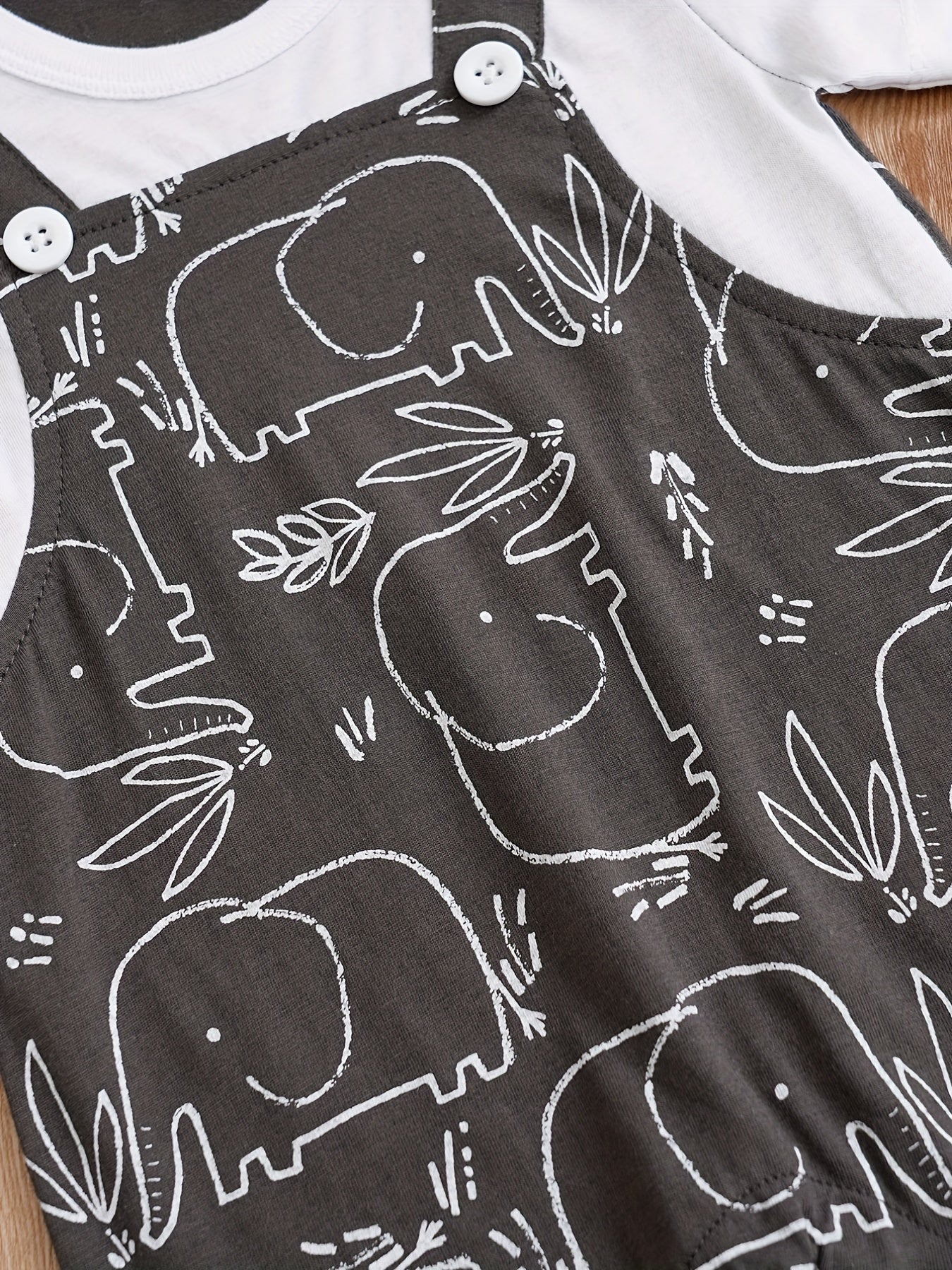 Baby Boy's Cute Elephant Print Short Sleeve Romper, Newborn's Clothes