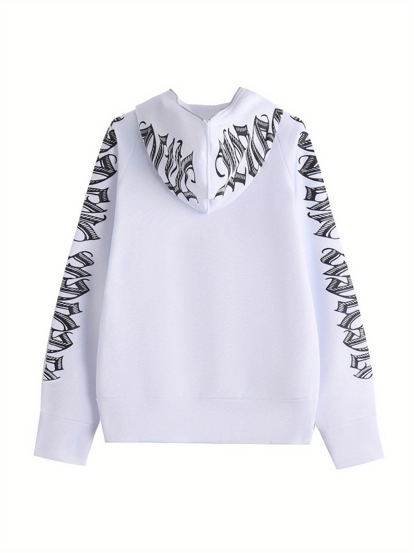 Letter Print Long Sleeve Zip Up Hoodies, Cyber Y2K Gothic Punk Sweatshirt, Women's Clothing