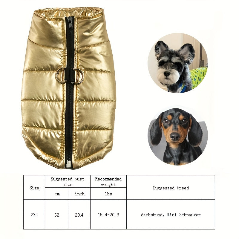 Reflective Waterproof Dog Jacket, Zippered Pet Coat with Belt Loops, 100% Polyester Woven Snow Suit for Small, Mini & Toy Breeds, Random Color