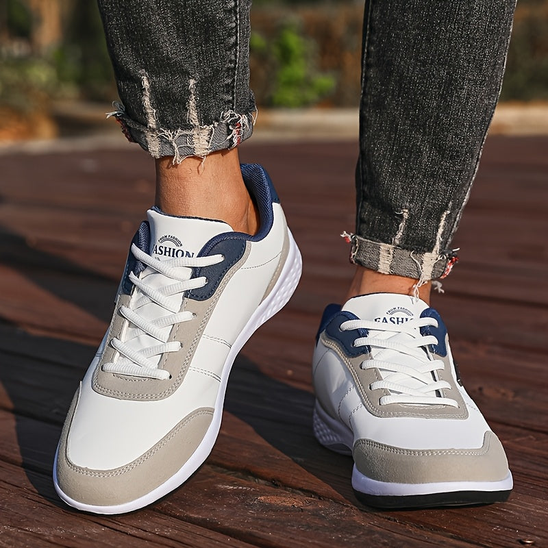 VanWeir Lightweight Men'S Shoes | Navy Blue/White, Lace-up sneakers with MD/TPR Sole, Breathable Fabric Lining for Outdoor, Hiking & Casual Wear