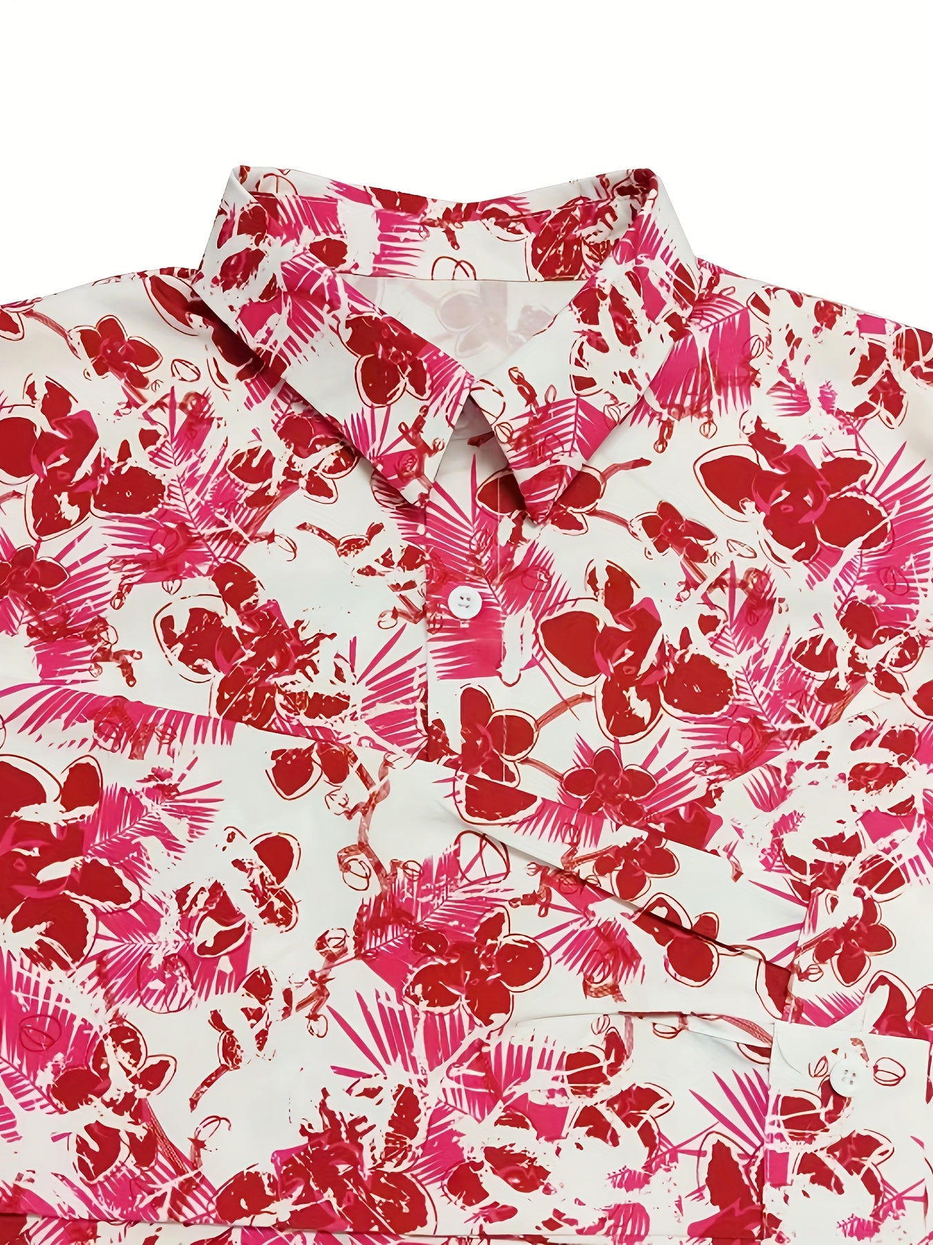 Retro Style Flower Print Men's Casual Long Sleeve Button Up Lapel Shirt, Spring Fall