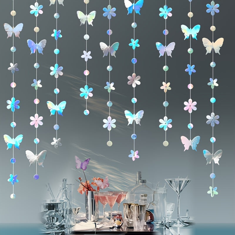 Butterfly Flower Garland Hanging Decoration 4m/13.1ft, Art Deco Style, Universal Seasonal Décor for Weddings, Birthdays, Parties, No Electricity Required