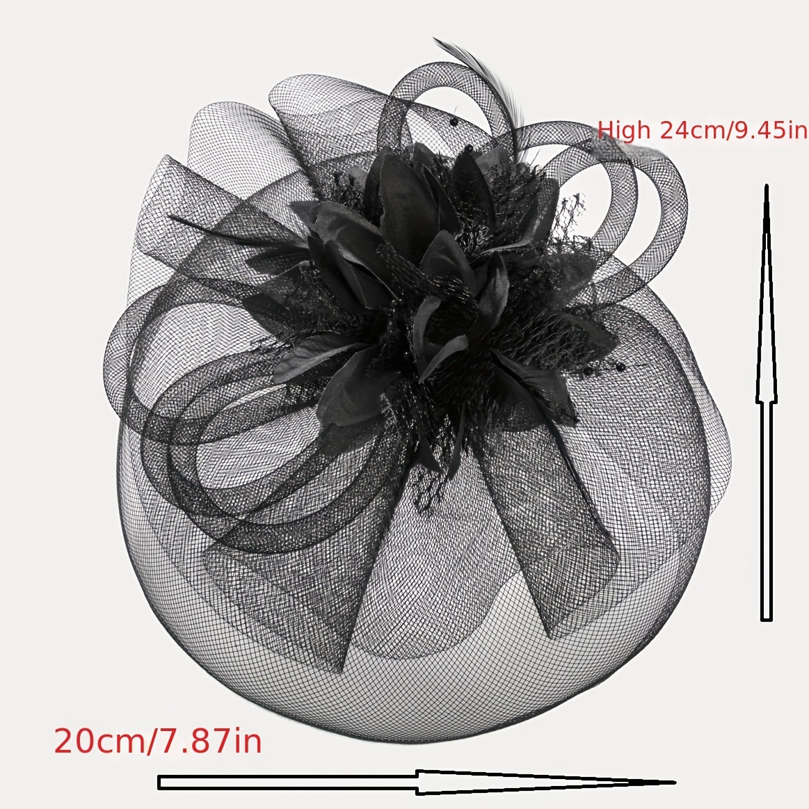 1pc Women Hair Accessories Mesh Flower Faux Feather Mesh Veil For Birthday Jockey Club Wedding Derbyhat Church Hat Accessories