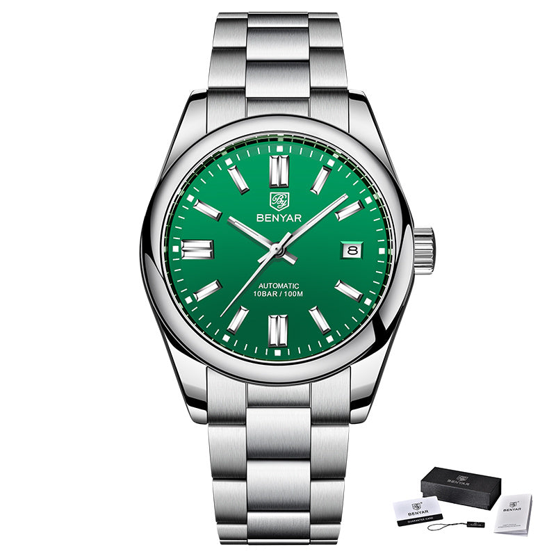 1pc Waterproof Stainless Steel BENYAR Men's Mechanical Sports Diving Wristwatches for Men