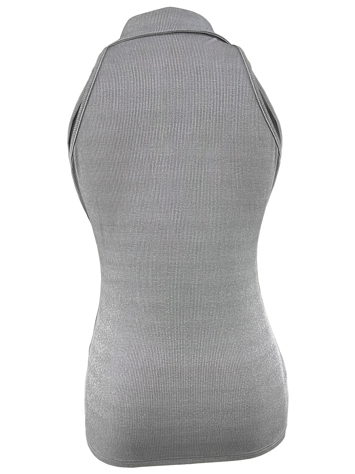 Women's Summer Slim-Fit Zip-Front Collar T-Shirt - Solid Color X-Line Short Sleeve Blouse, Medium Stretch Casual & Dressy Outfits