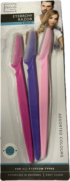 3pcs Estilo Salon Eyebrow Trimmer Razor - Assorted Colours