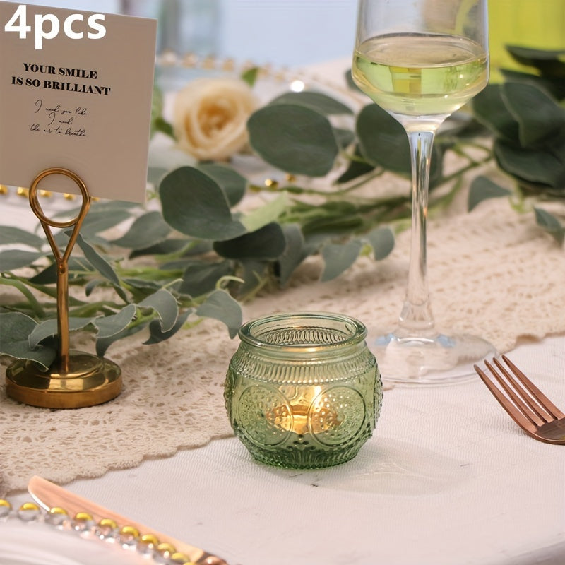 Glass Tea Light Candle Holders, Polished Finish, Flower Theme, Tabletop Mount, Versatile for Wedding, Shower, Party Decoration, Ideal for Christmas, Halloween, Easter, Thanksgiving, Valentine'S Day