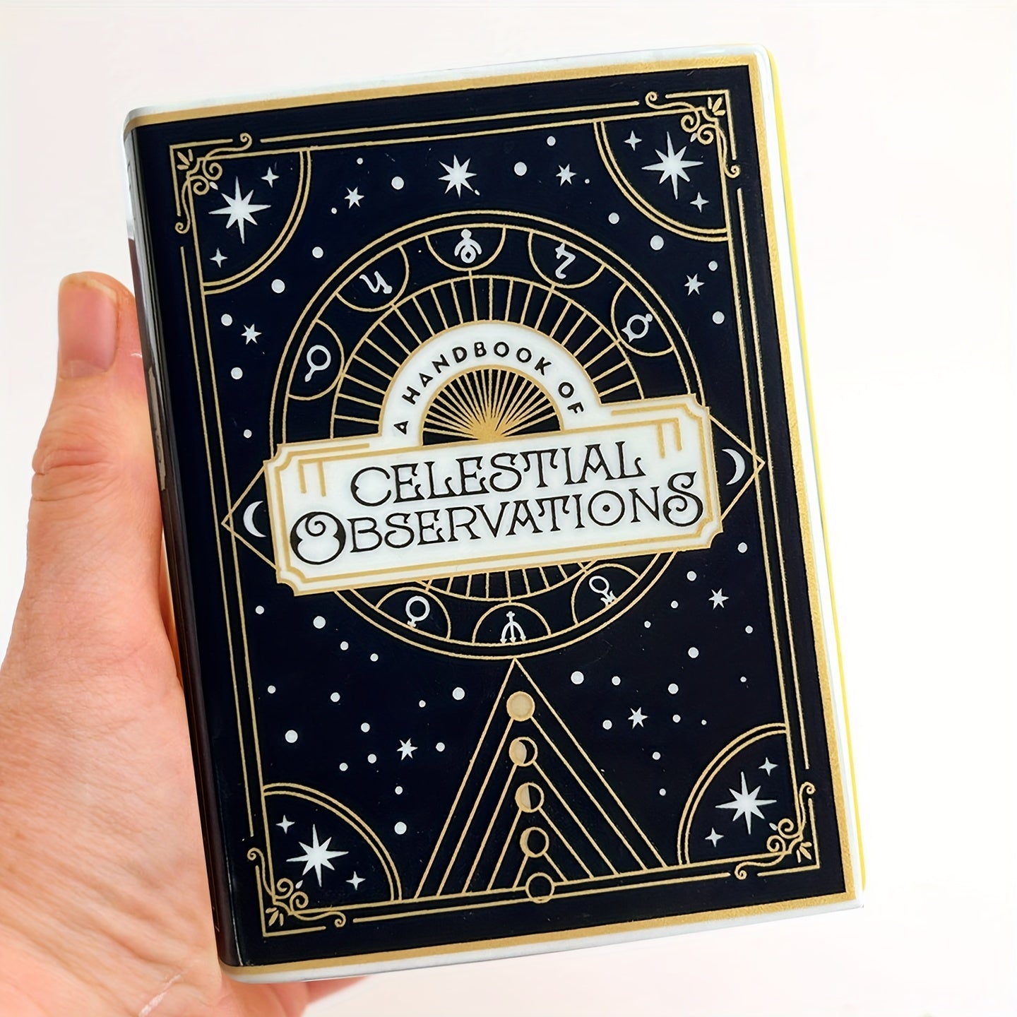 1pc Enchanting Ceramic Book Vase with Tarot Card Design - Celestial Observations, Starry Night Series - Ideal for Kitchen & Living Room Decor, Classic Fantasy Style, Decorative Centerpiece|Artistic Vase|Ceramic Construction,