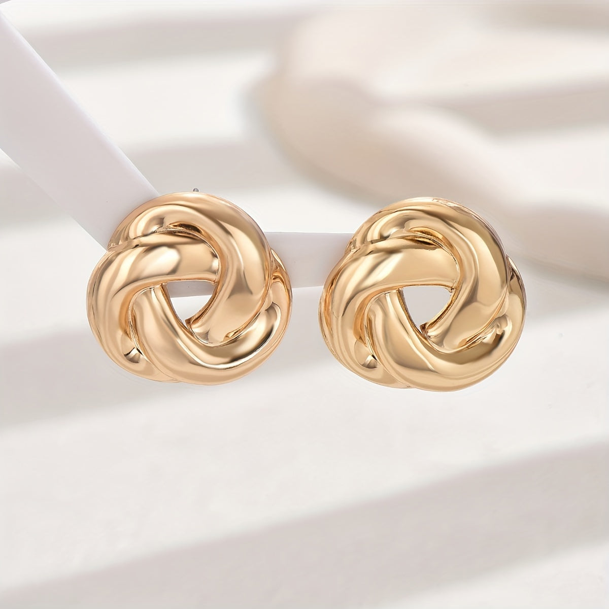 Radiant Punk Glam - Twisted Flower Stud Earrings - Durable Iron Jewelry for Womens Daily & Party Chic - Fashion-Forward Ear Ornaments