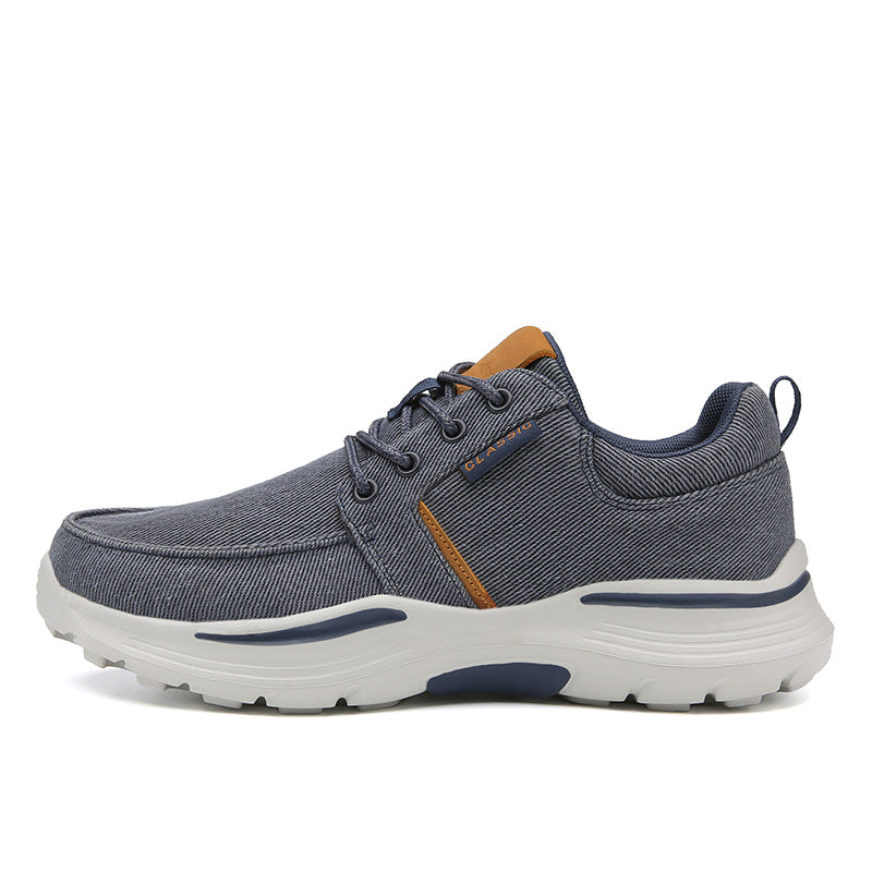 Plus Size Wide Fit Men's Lace-Up Loafers, Men's Canvas Lightweight Comfortable Walking Shoes
