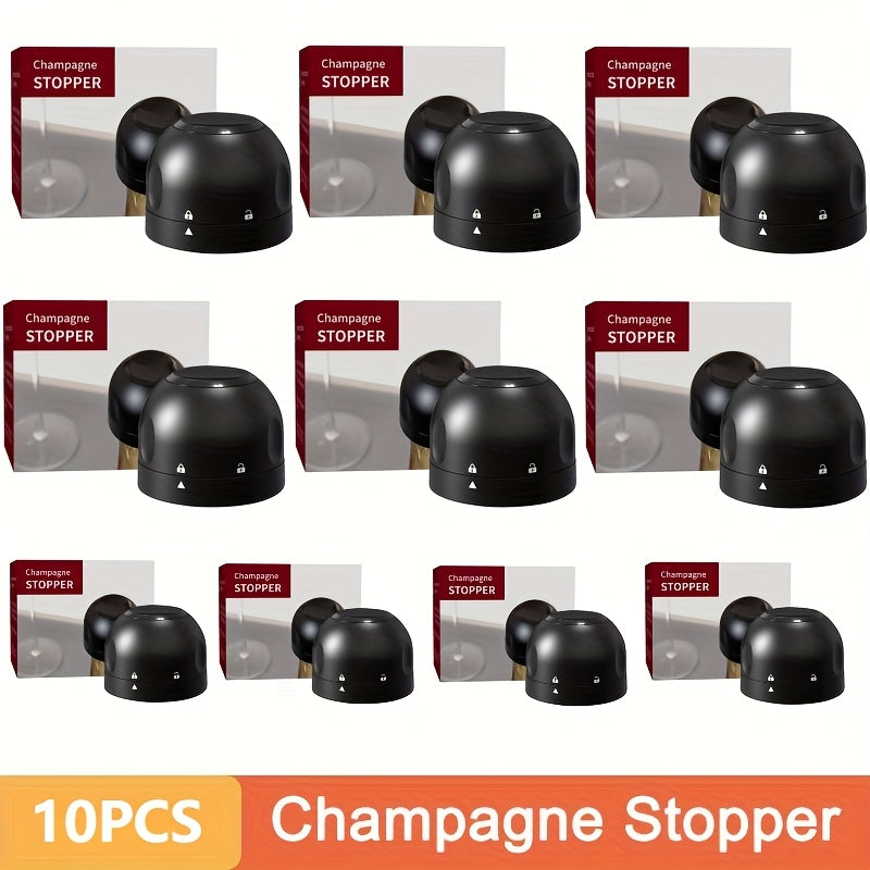 [Leak-Proof Wine Stoppers] 10x Leak-Proof Vacuum Wine Stoppers - Reusable Champagne Bottle Sealer Caps with Secure Lid, Durable Plastic for Wine & Champagne Preservation, Ideal for Home Bar, Kitchen, and Restaurant Use, Wine