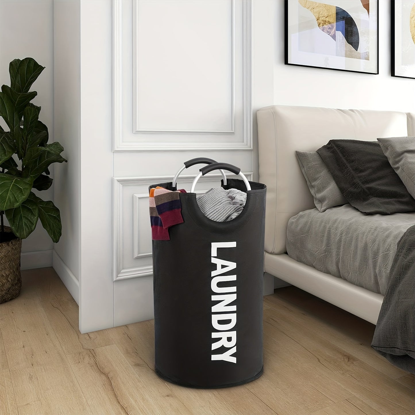 X-Large Laundry Basket, Collapsible Laundry Bag, Freestanding Tall Clothes Hamper, Laundry Hamper, Laundry Bag with Padded Handles, Clothes Hamper Stands Up Well, Collapsible Laundry Basket Easy Storage, Laundry Baskets