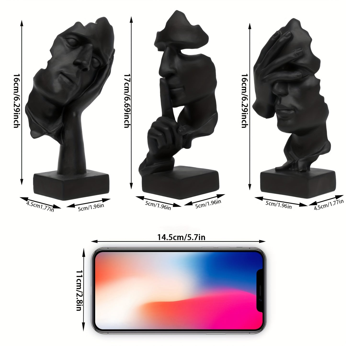 3pcs/set Abstract Face Art Ornaments, light Luxury Character, Living Room TV Cabinet Entrance Office Desktop Decoration, Home Living Room Bar Cafe Decor Ornament, Room Decor Tabletop Display Ornament