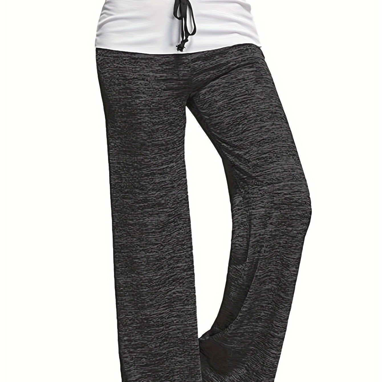 Wide Leg Elastic Yoga Pants, Loose Casual Drawstring Pants, Women's Clothing