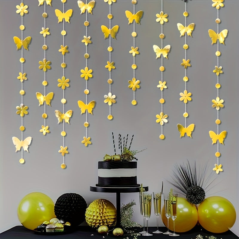 Butterfly Flower Garland Hanging Decoration 4m/13.1ft, Art Deco Style, Universal Seasonal Décor for Weddings, Birthdays, Parties, No Electricity Required