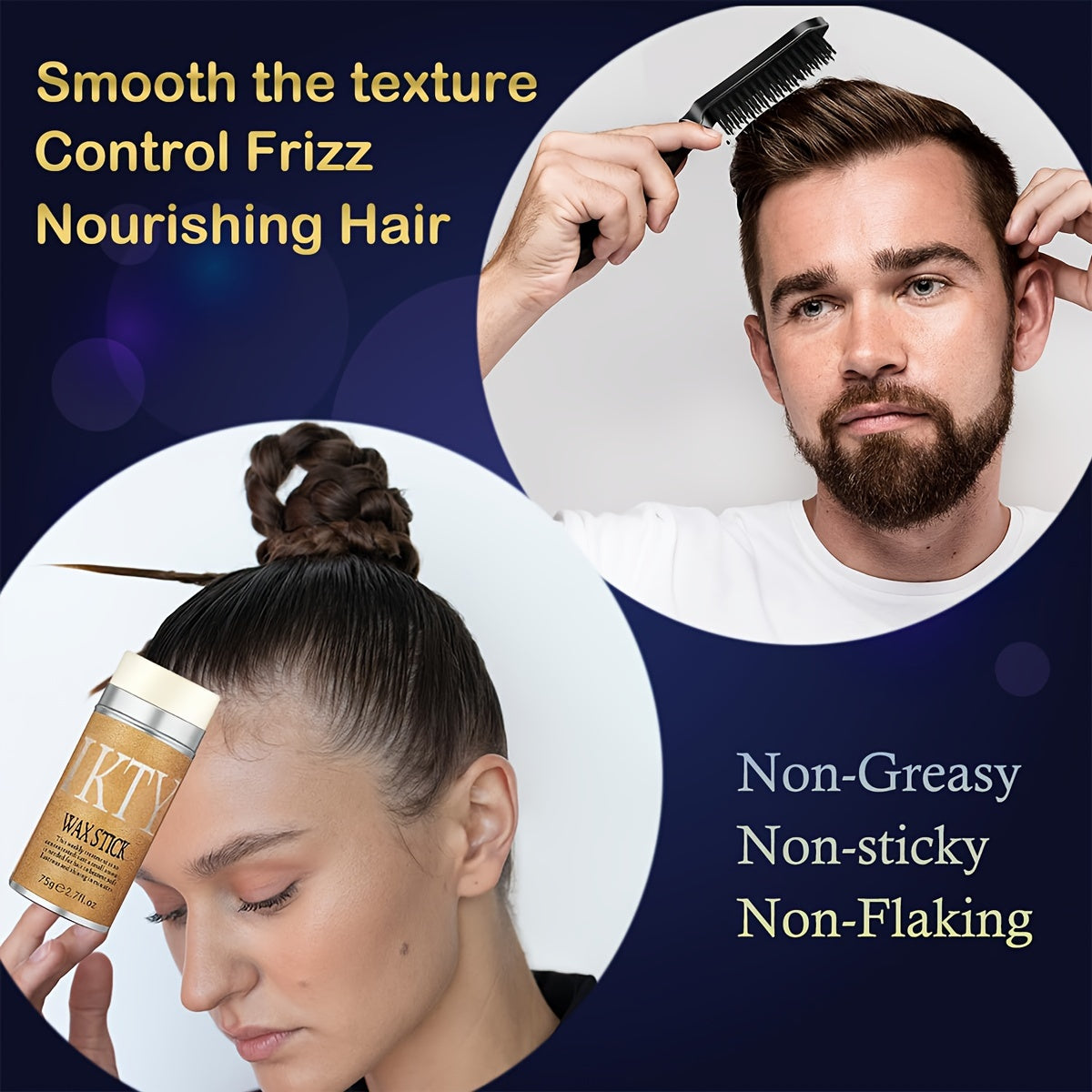 4pcs/Set Hair Wax Stick, Slick Back Hair Brush Set, Long Lasting Hair Wax Stick For Hair, Teasing Brush For Hair Styling, Edge Brush For Tame Frizz For Baby Hair, Rat Tail Combs For Parting