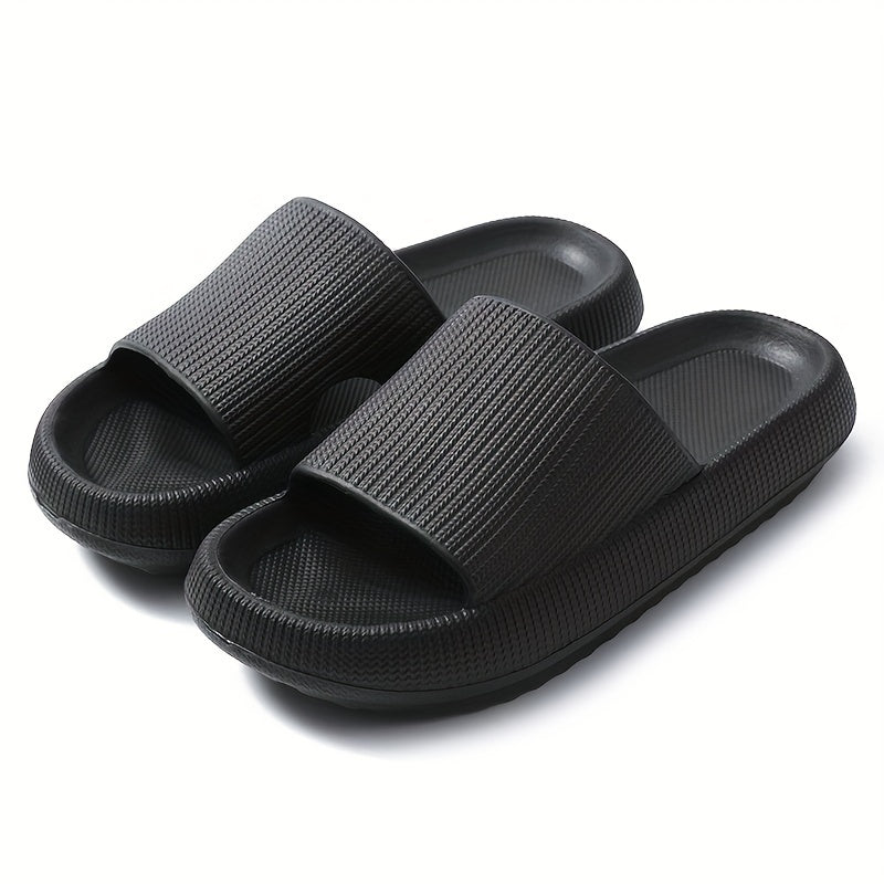 Women'S Solid Color EVA Slippers, Open Toe Slip-On Sandals with Strappy Back, Flat Heel Indoor Home Slippers, Ultra-Soft Comfort Footwear