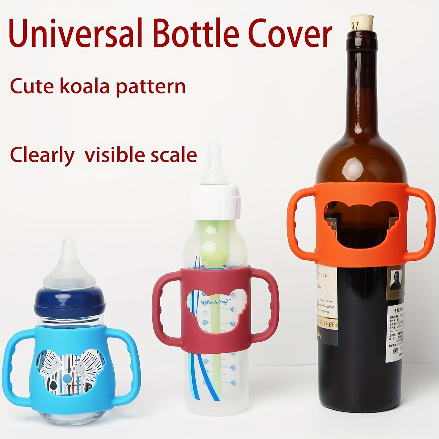 [Silicone Baby Handle] Soft Elastic Silicone Baby Bottle Handle With Cartoon Pattern | Daily Use Baby Bottle Accessories | Suitable For Most Neck Bottles