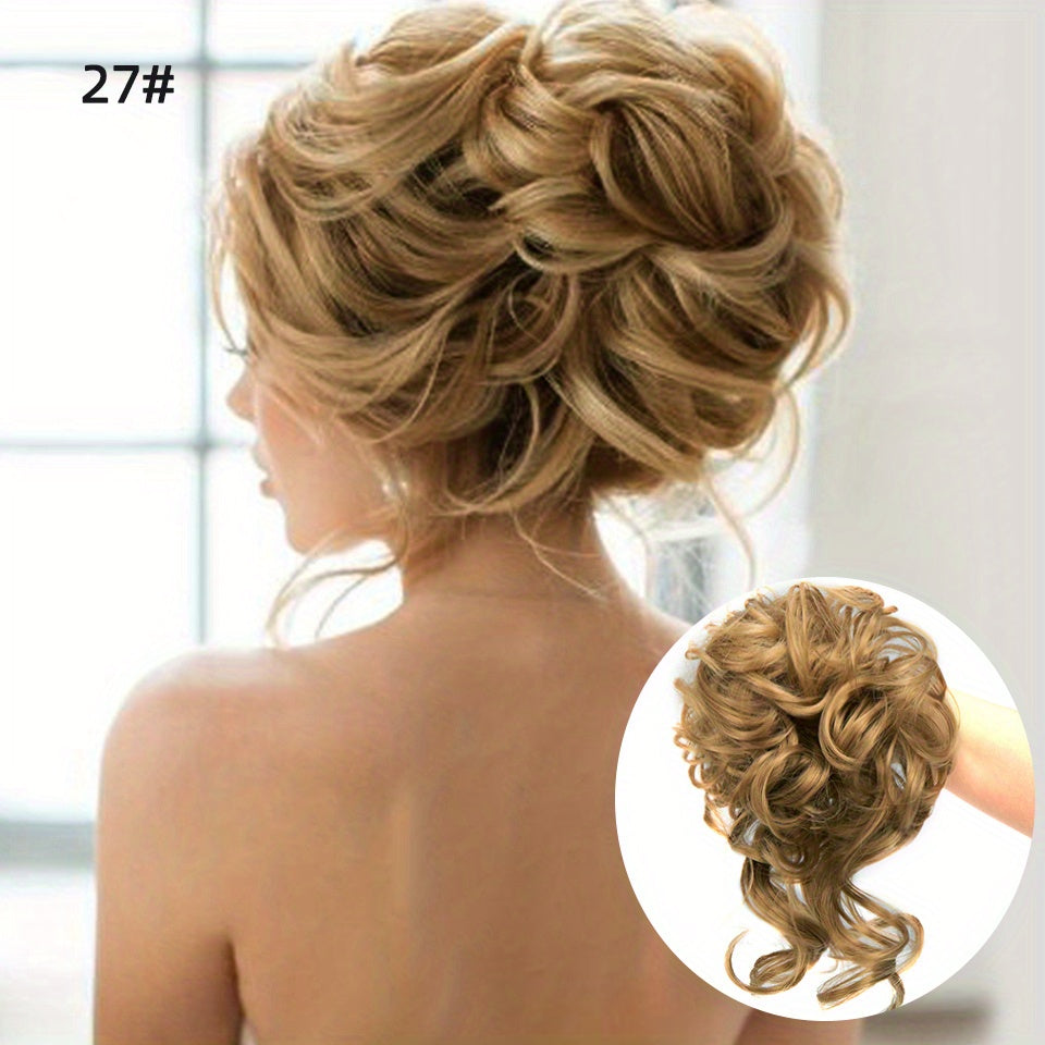 Add Volume And Style with Synthetic Messy Curly Hair Bun Chignon Scrunchy Hair Band! Hair Halloween Christmas