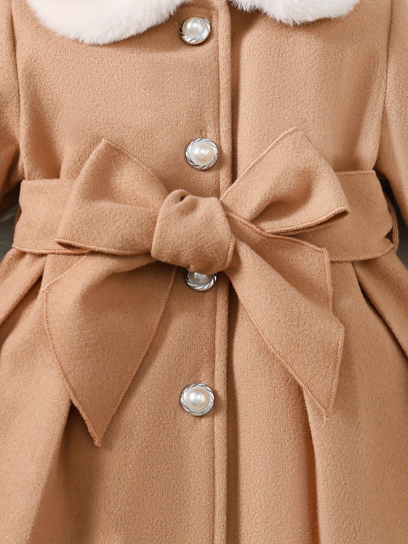Fashionable And Versatile Coat for Baby Girls in Autumn And Winter, a Perfect Mother'S Day Gift. Adorable Plush Coat with a Bow And Collar, Designed for a Sweet Princess Look. Soft And Comfortable Outerwear to Keep Baby Warm