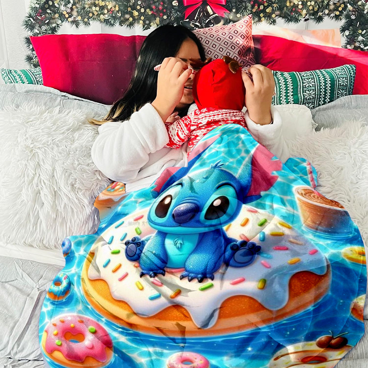 1pc Stitch Cartoon Plush Blanket - Soft Flannel, Warm & Cozy, Ideal Gift for Birthdays, Holidays, and Anniversaries, Perfect for Home Decor, Vacation Homes, Entertainment, Car, Bedroom, Sofa, Stuffed Animal & Plush Toy Set, S