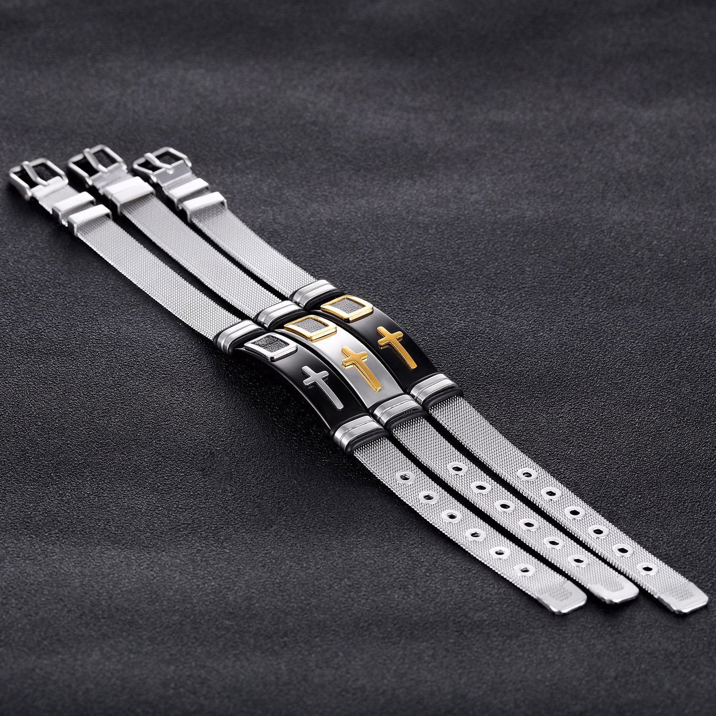 New Cross Titanium Steel Personality Men's Personality Bracelet Glossy Jewelry Popular Fashion Stainless Steel Bracelet