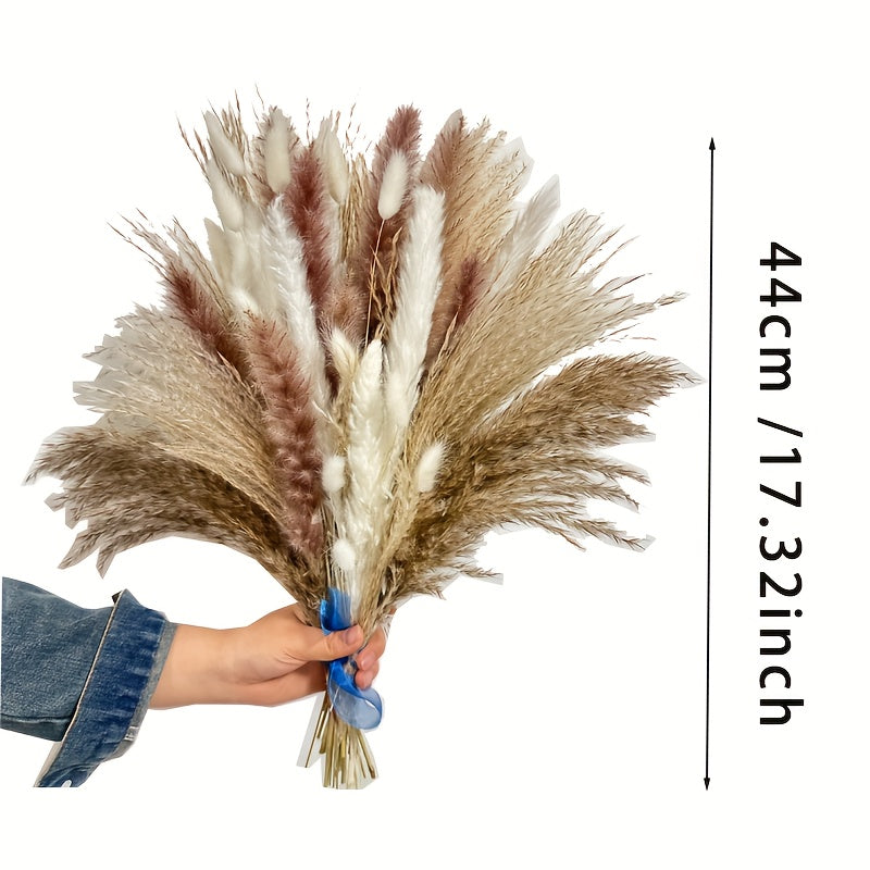 67pcs Dried Pampas Grass, Natural Dried Flower For Wedding Party Shower Living Room Bedroom Farmhouse Office Table Vase