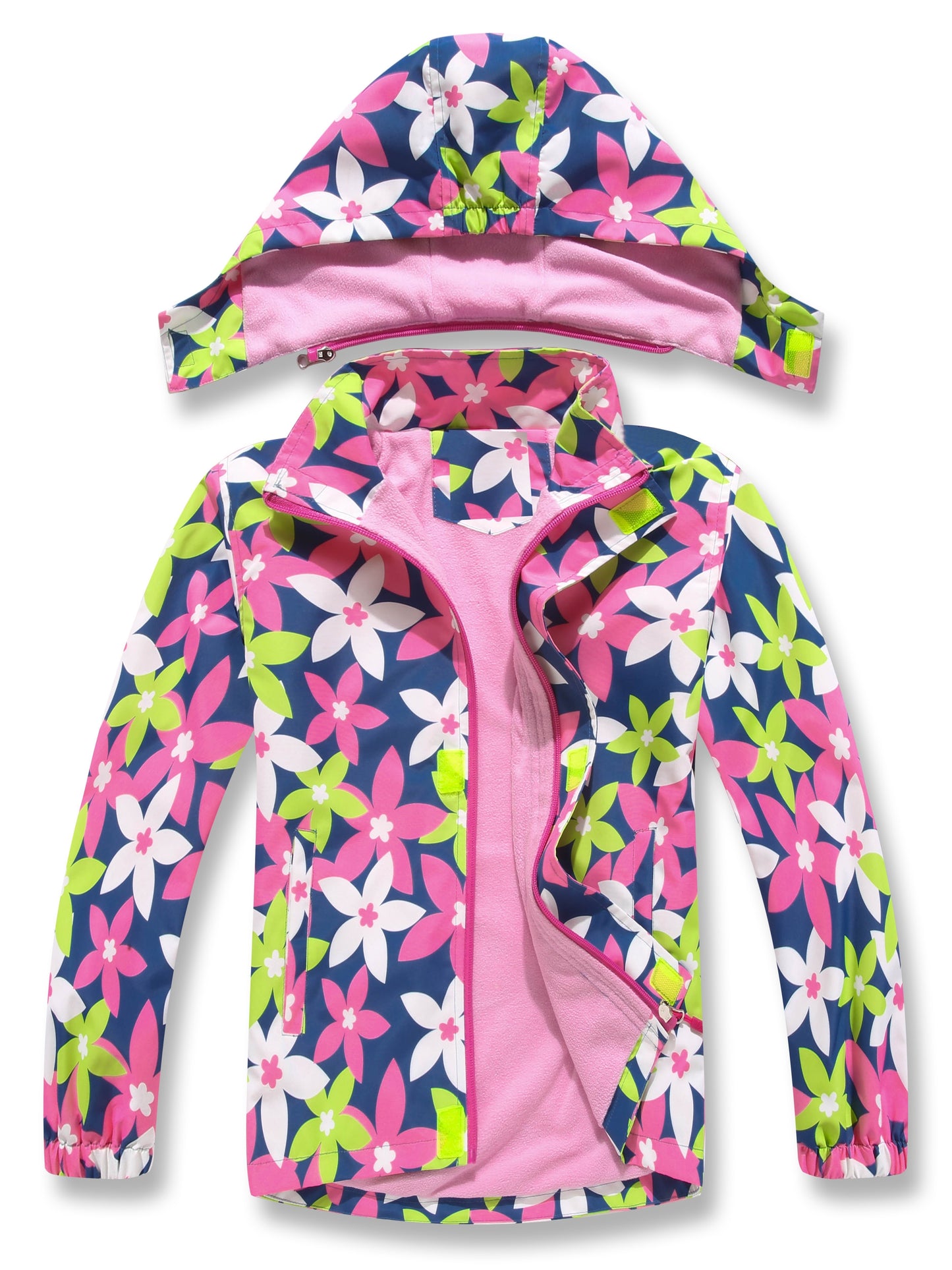 Vibrant Rainbow Camo Rain Jacket for Kids - Waterproof, Lightweight, Hooded, Fleece Lined, Windbreaker Coat with Removable Hood for Outdoor Play - Perfect for Rainy Days and Casual Wear