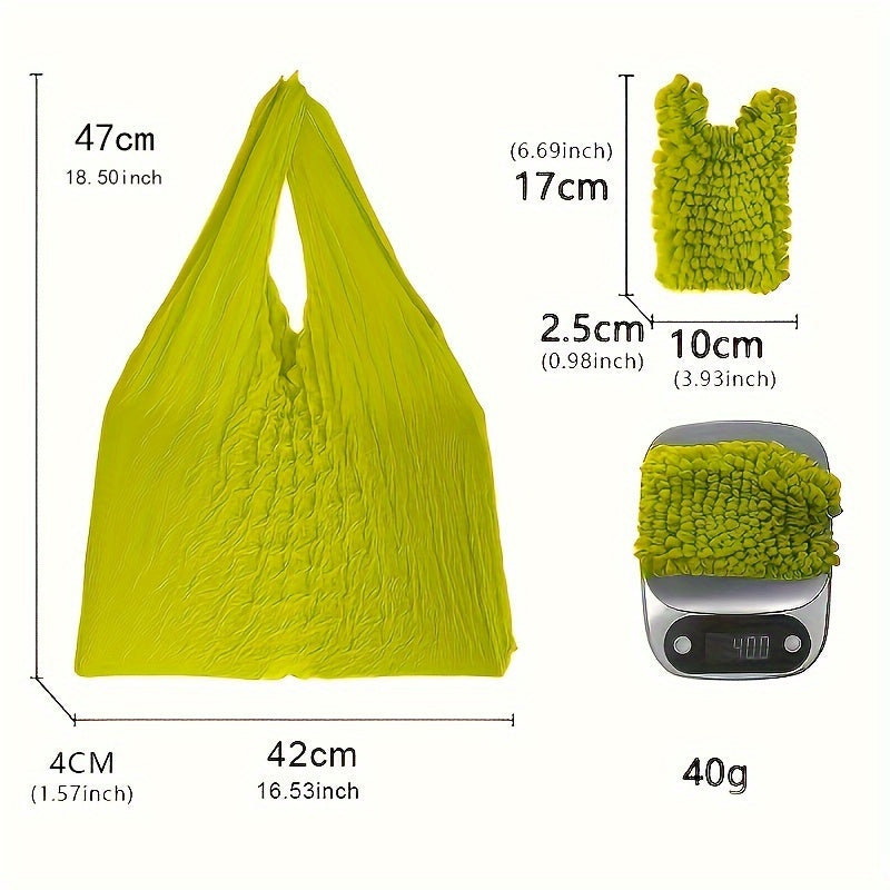 Women's Extra Large Foldable Shopping Tote Bag - Solid Color, Fabric with Polyester Lining - Hand Wash or Dry Clean | Fixed Shoulder Straps | Retractable Design