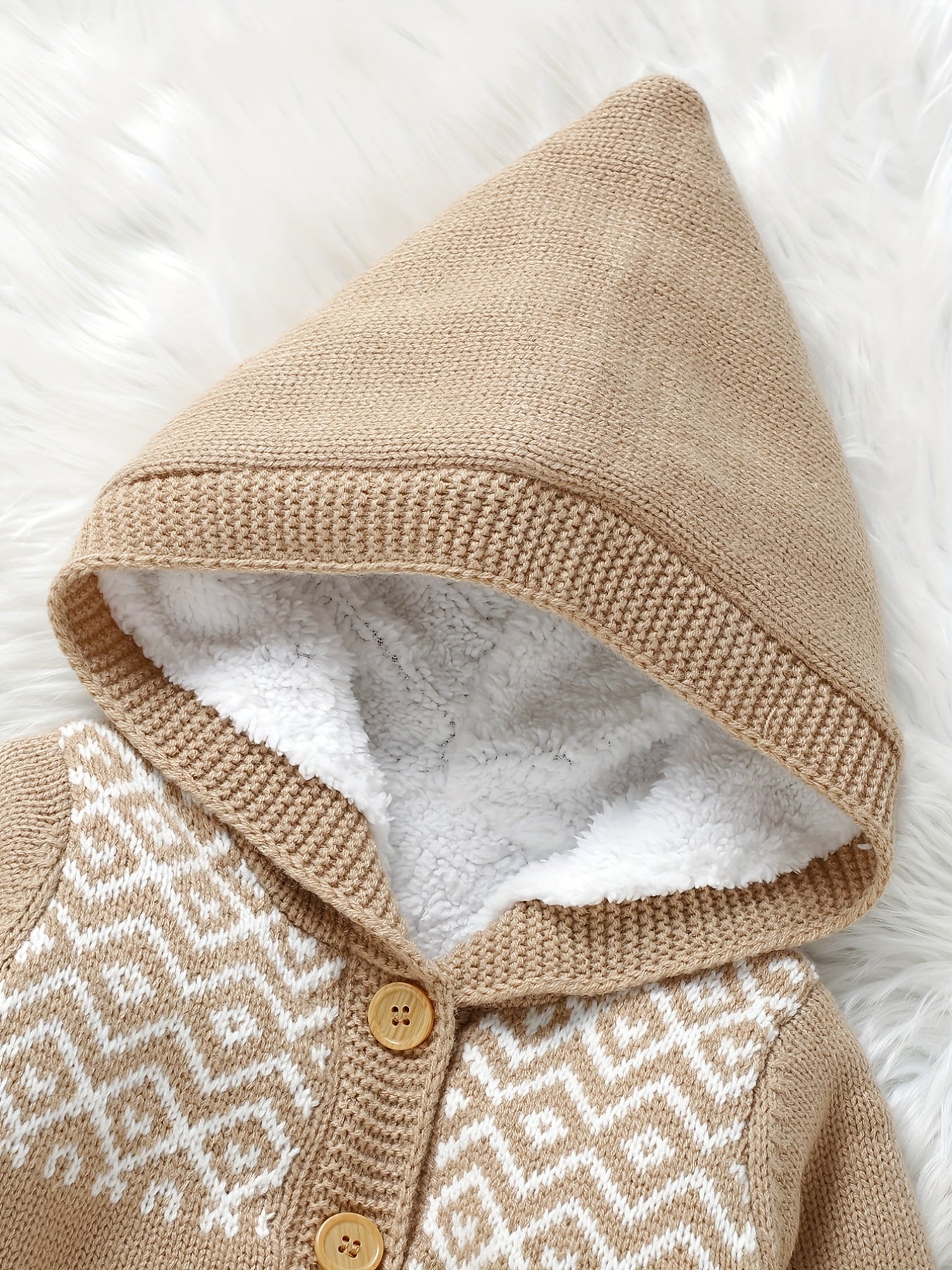 [Knit | Jumpsuit] Long Sleeve Hooded Newborn Boys And Girls Knitted Jumpsuit With Pants
