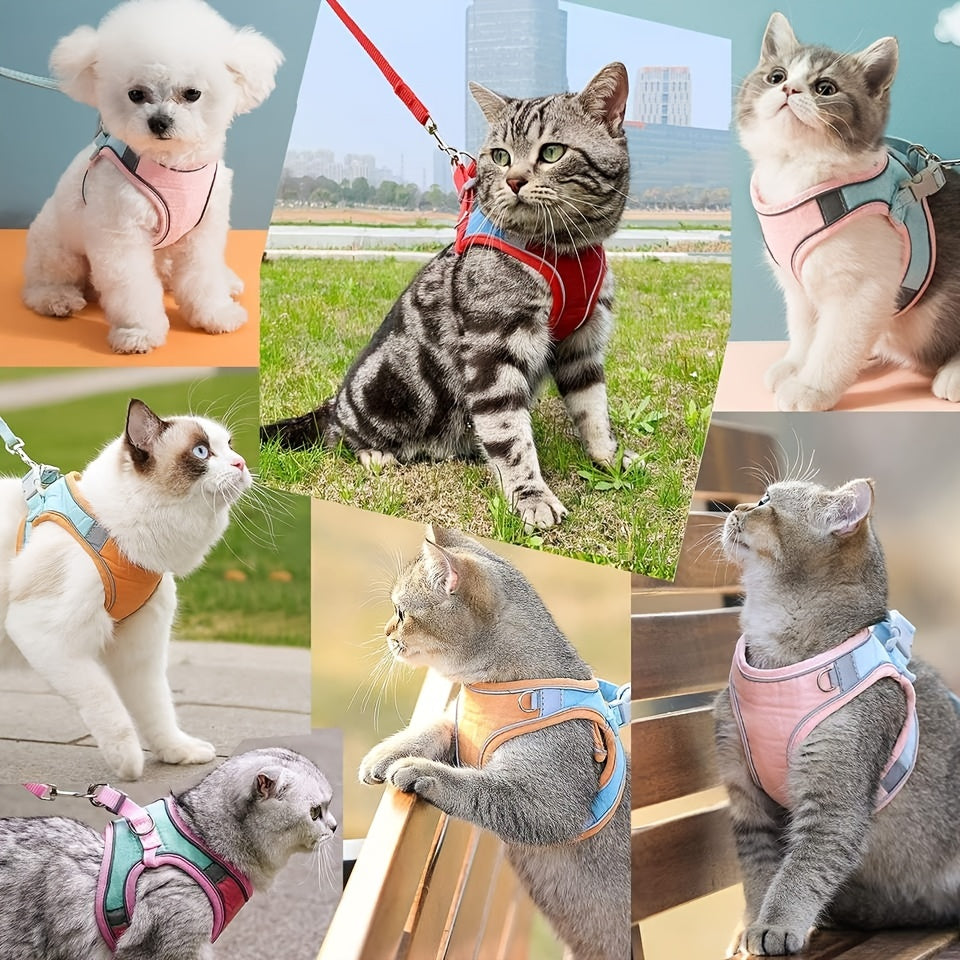 Escape-Proof Cat Harness Vest: Adjustable, Anti-Leak Walking Leash For Your Furry Friend!