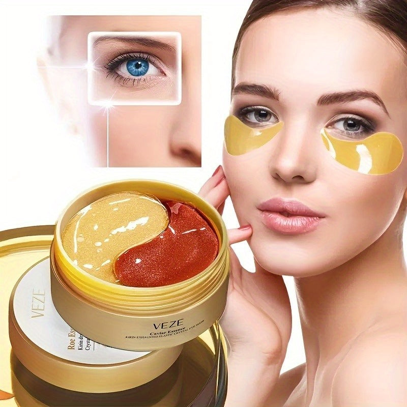 60pcs Caviar Eye Mask, Moisturizing Eye Patches, Lifting Firming Under Eye Skin, Smoothes Wrinkles