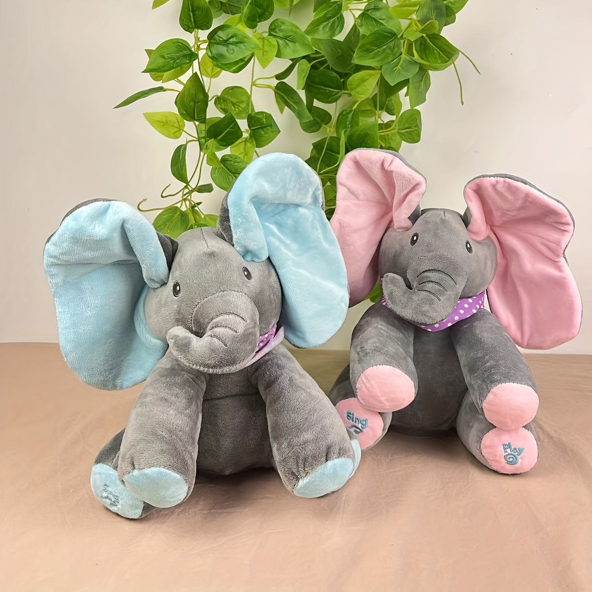 Hide-And-Seek Elephant Plush Toy, Baby Girl Hide-And-Seek Game Toy Singing Interactive Musical Toys, a Good Gift for Girls Over 6 Years Old Activity Ear Hide-And-Seek Bear Doll