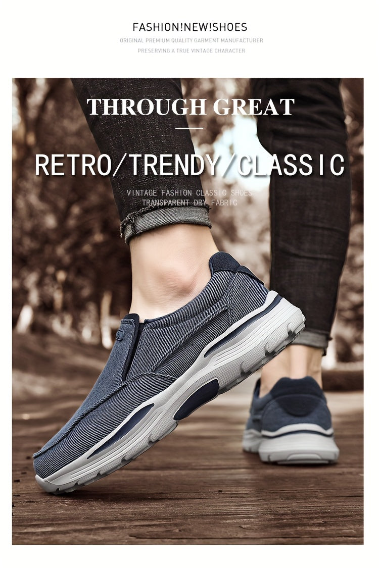 Men's Canvas Breathable Slip On Loafer Shoes Comfortable Walking Sneakers