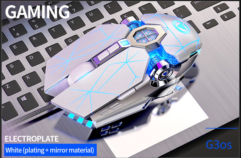 Silvery Carved Wired Mouse for E-Sports Gaming, Silent and Sound Chicken-Eating Mouse Macro for Desktops and Laptops