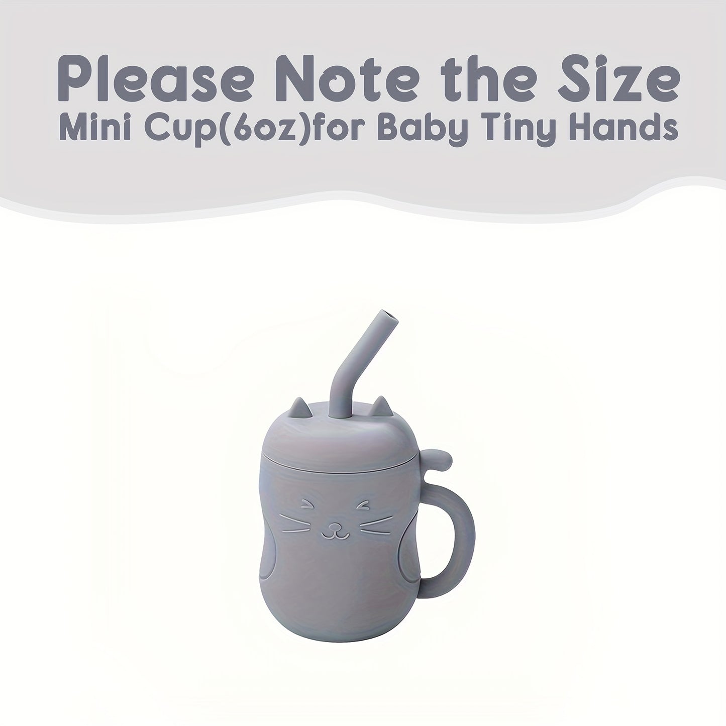TYRY.HU Baby Learning Cup with Straw & Lid - Leak-Proof Soft Silicone Training Cup Suitable for, Feeding, Lid & Straw, Cute Cat, Easy to Clean, (4 Colors: ///)