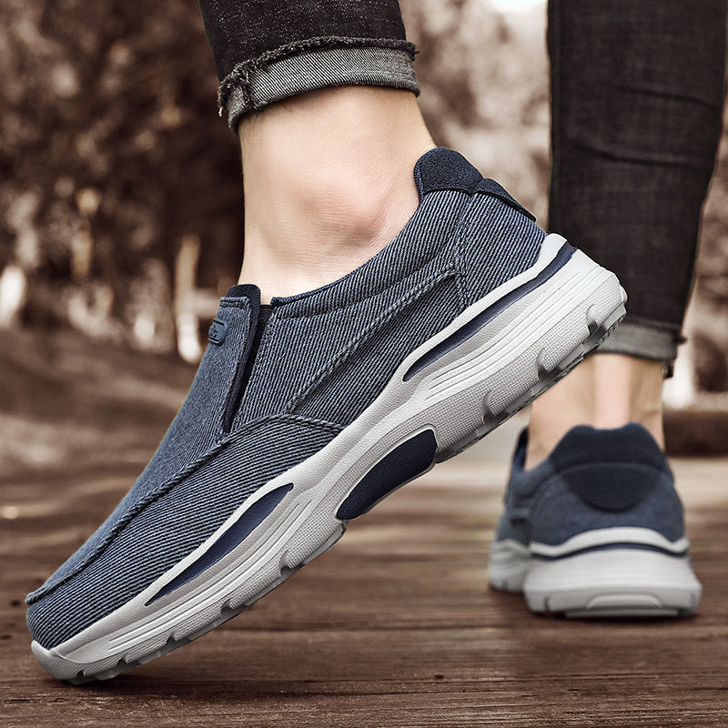 Men's Canvas Breathable Slip On Loafer Shoes Comfortable Walking Sneakers