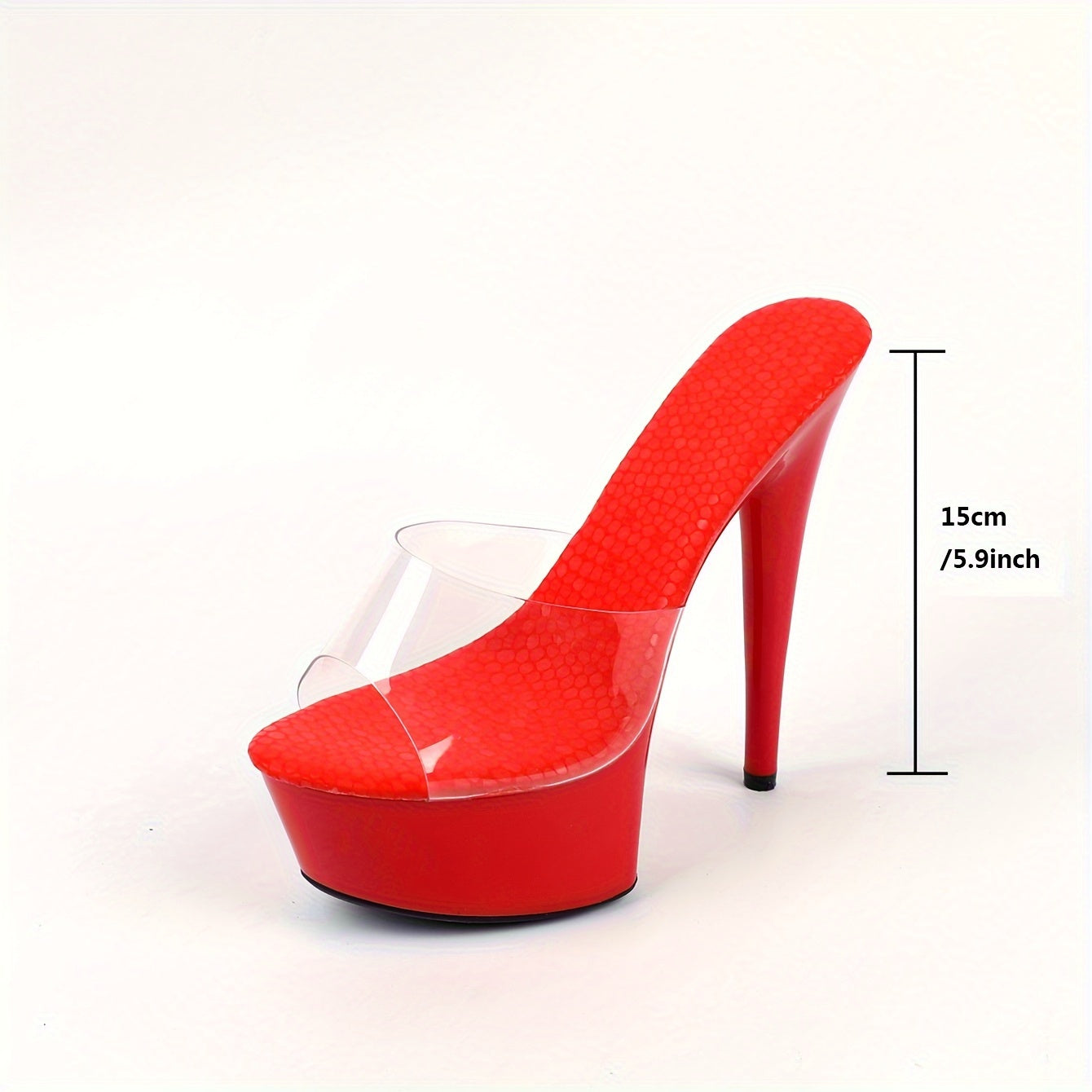 Elegant Women's Red Platform Sandals - Sexy Transparent Strap High Heels, 14cm Stiletto with Clear Band, Faux Cover, Perfect for Parties & Clubbing, Stiletto Heels