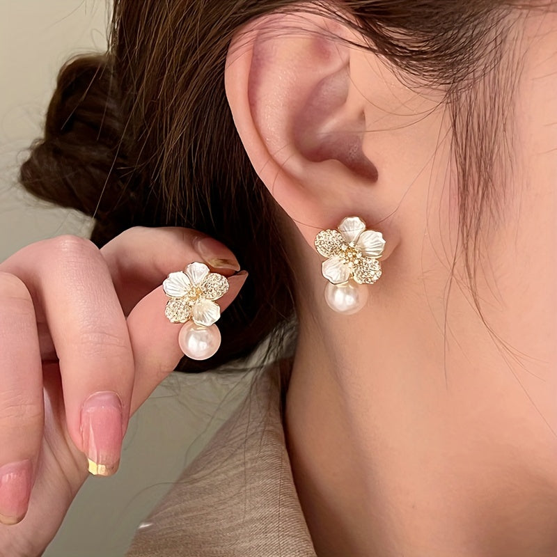 1 Pair Flower Pendant Drip Oil Earrings