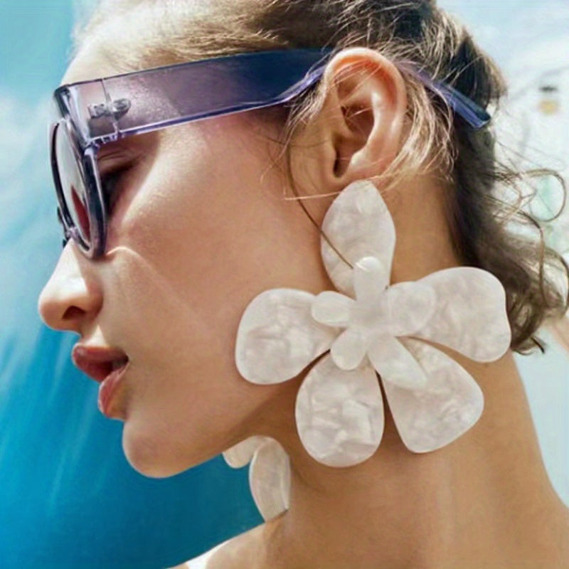 Exaggerated Flower Design Sexy Dangle Earrings Resin Jewelry Trendy Female Gift Showroom Party Statement earrings Accessories