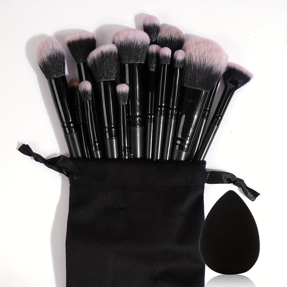 MAANGE 20pcs Professional Makeup Brush Set, Including 18 Makeup Brushes + Flannel Bag + 1 Large Water Drop Makeup Egg, Soft Bristle Makeup Brush, Foundation Brush, Eyeshadow Brush, Blending Brush, Concealer Brush, Eyeliner Br