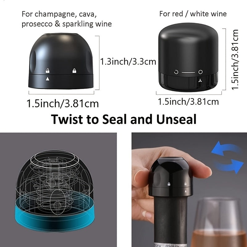 [Leak-Proof Wine Stoppers] 10x Leak-Proof Vacuum Wine Stoppers - Reusable Champagne Bottle Sealer Caps with Secure Lid, Durable Plastic for Wine & Champagne Preservation, Ideal for Home Bar, Kitchen, and Restaurant Use, Wine