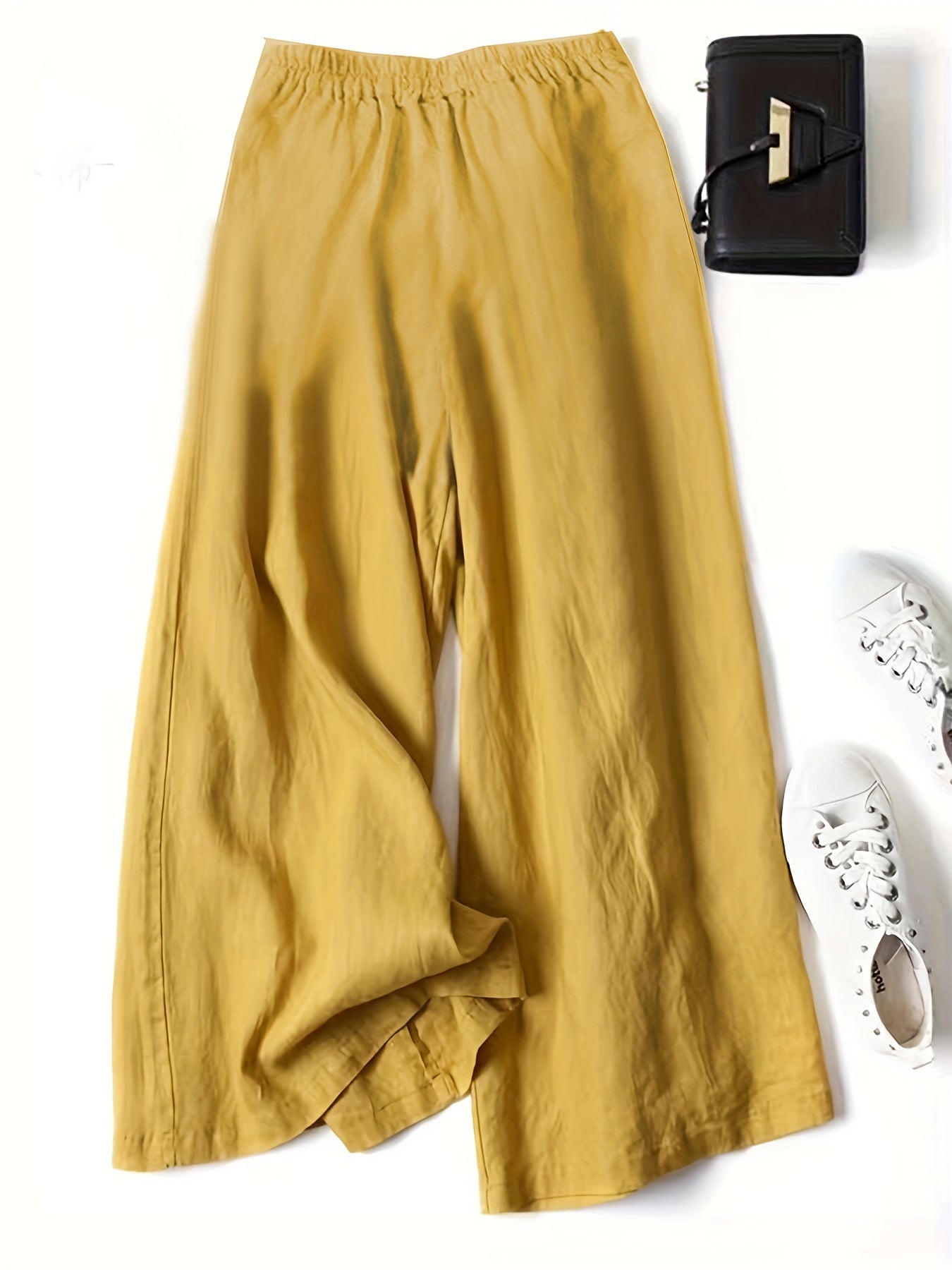 Linen Wide-Leg Ankle Pants, Breathable Thin Loose Linen Skirt Pants, Ethnic Style Vintage Trousers
