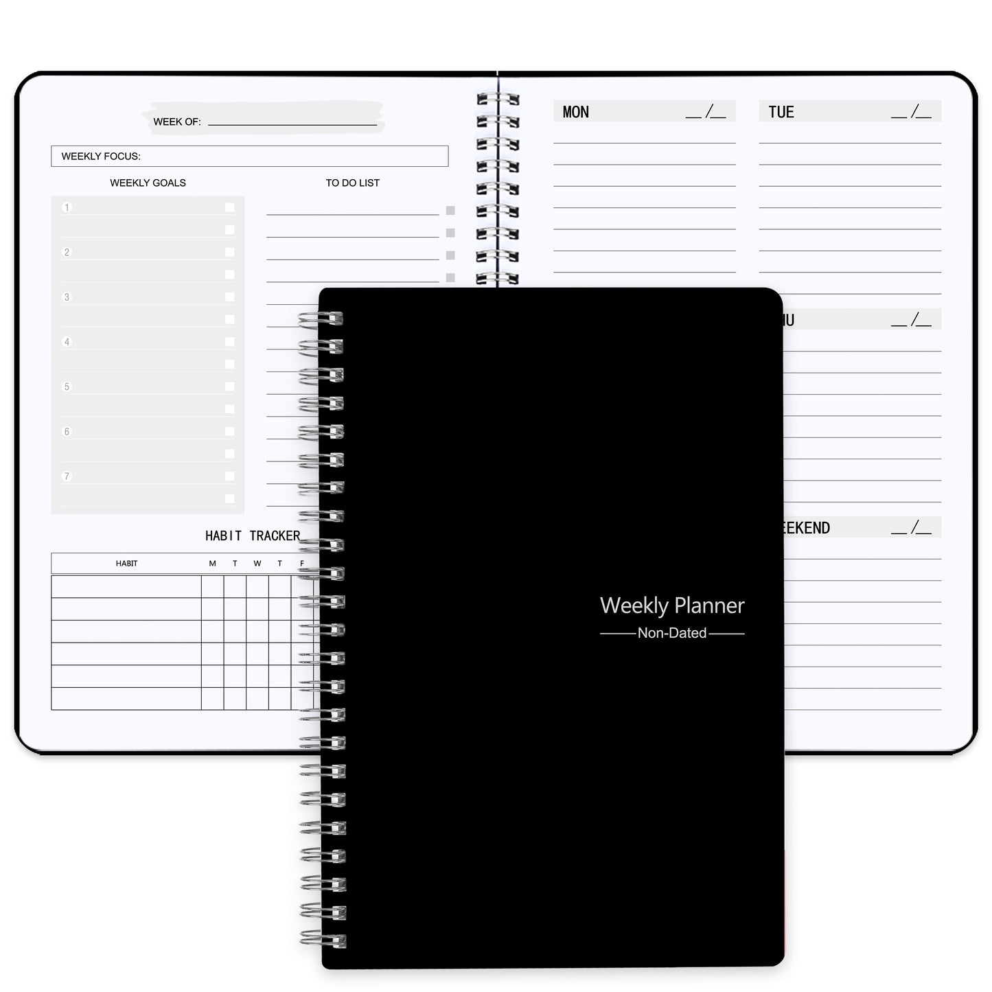 1pc Trees Undated A5 Daily Weekly Notebook Planner | Spiral Bound, 52 Sheets, 21.08*13.97 cm, Pvc Cover, English Language, Ideal For Office And School Use