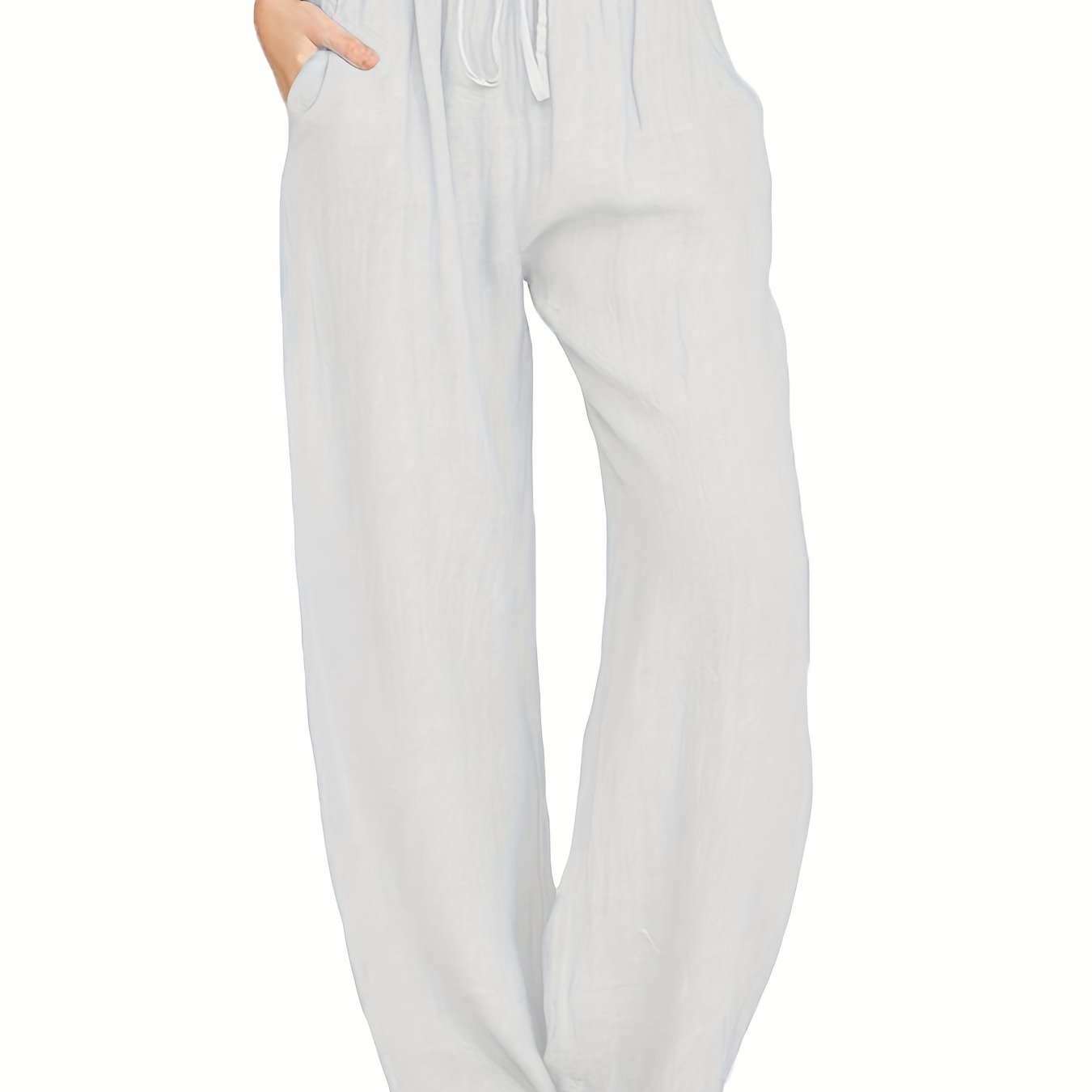 Drawstring Wide Leg Pants, Solid Loose Palazzo Pants, Casual Every Day Pants, Women's Clothing