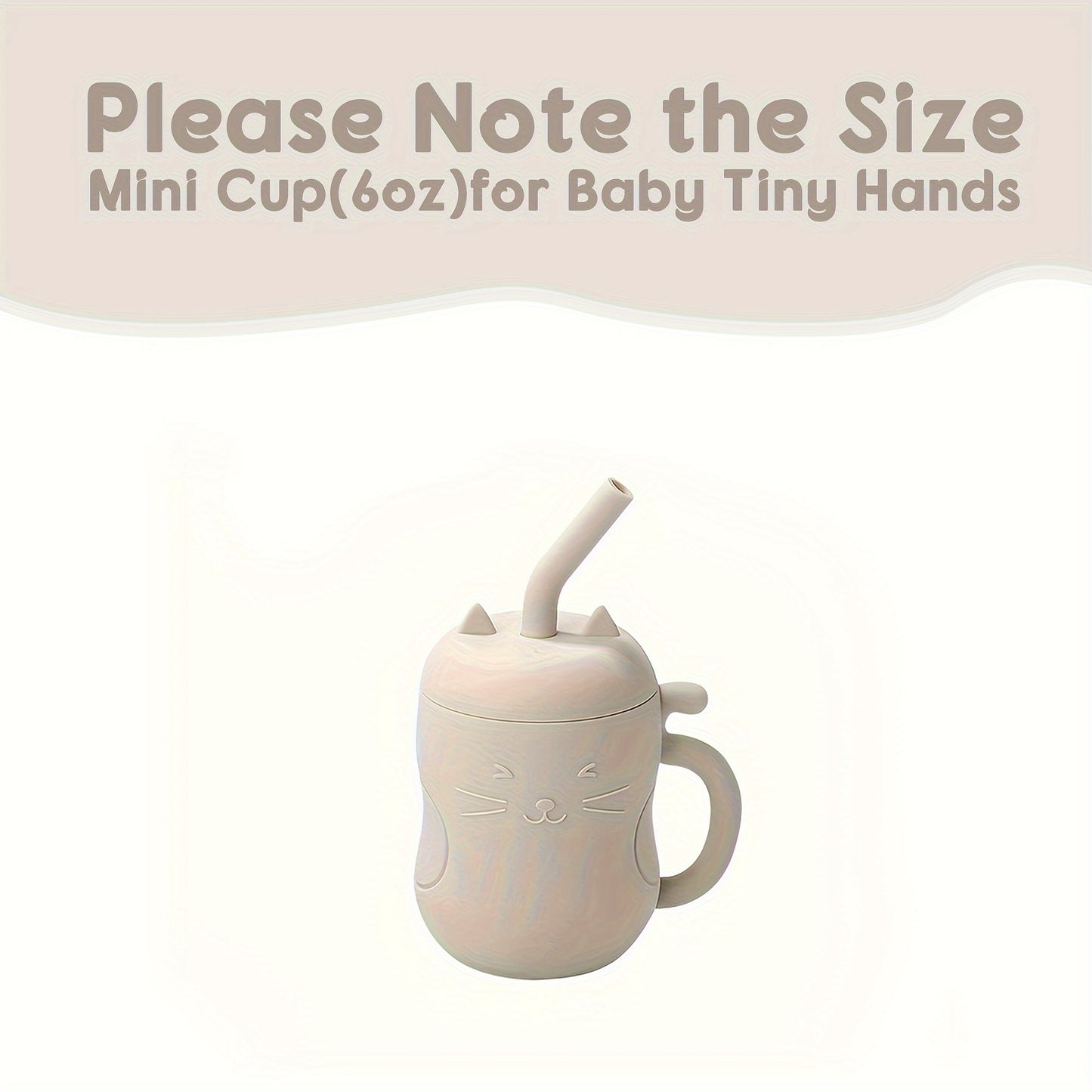 TYRY.HU Baby Learning Cup with Straw & Lid - Leak-Proof Soft Silicone Training Cup Suitable for, Feeding, Lid & Straw, Cute Cat, Easy to Clean, (4 Colors: ///)